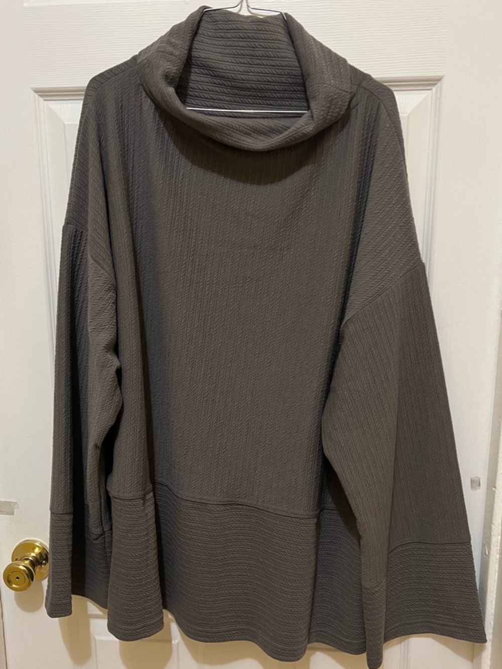 Relaxed Cowl Neck Poncho Sweater - Dark Taupe